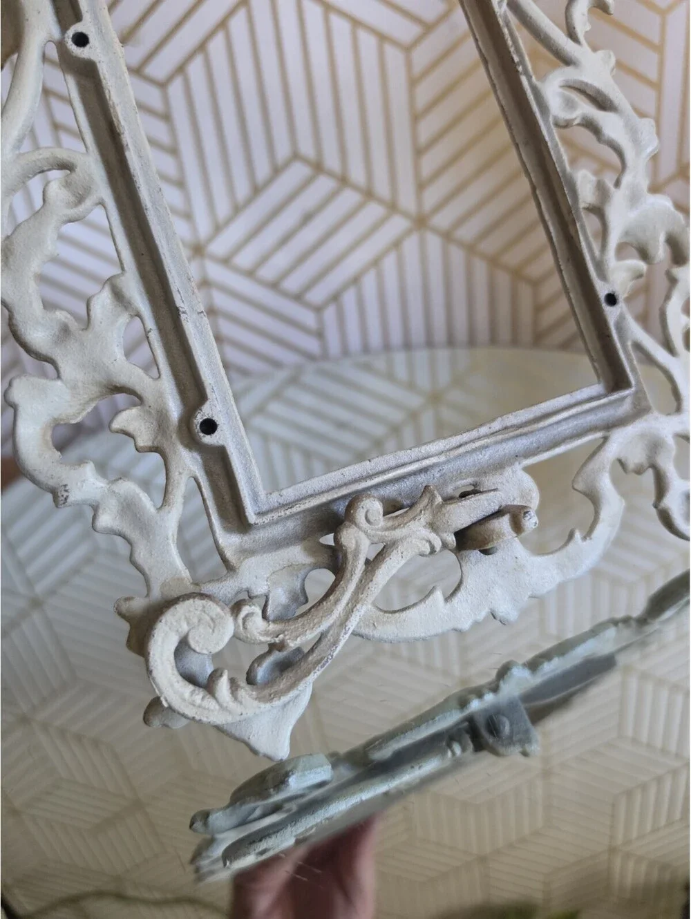 Antique Shabby Chic Cast Iron Picture Frame Easel Style 8